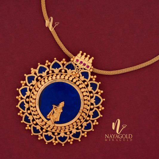 GOLD PLATED PALAKKA BLUE COLOUR TRADITIONAL PALAKKA KRISHNAN PENDENT