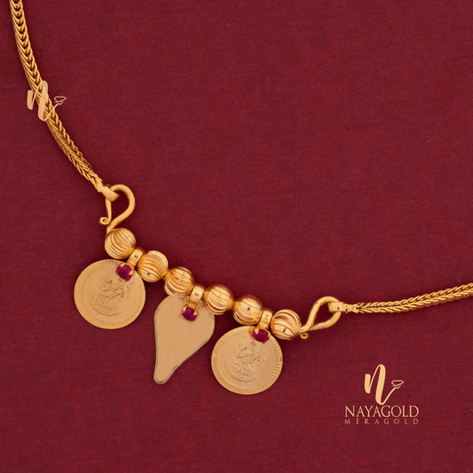 GOLD PLATED PINK STONE COIN THALI