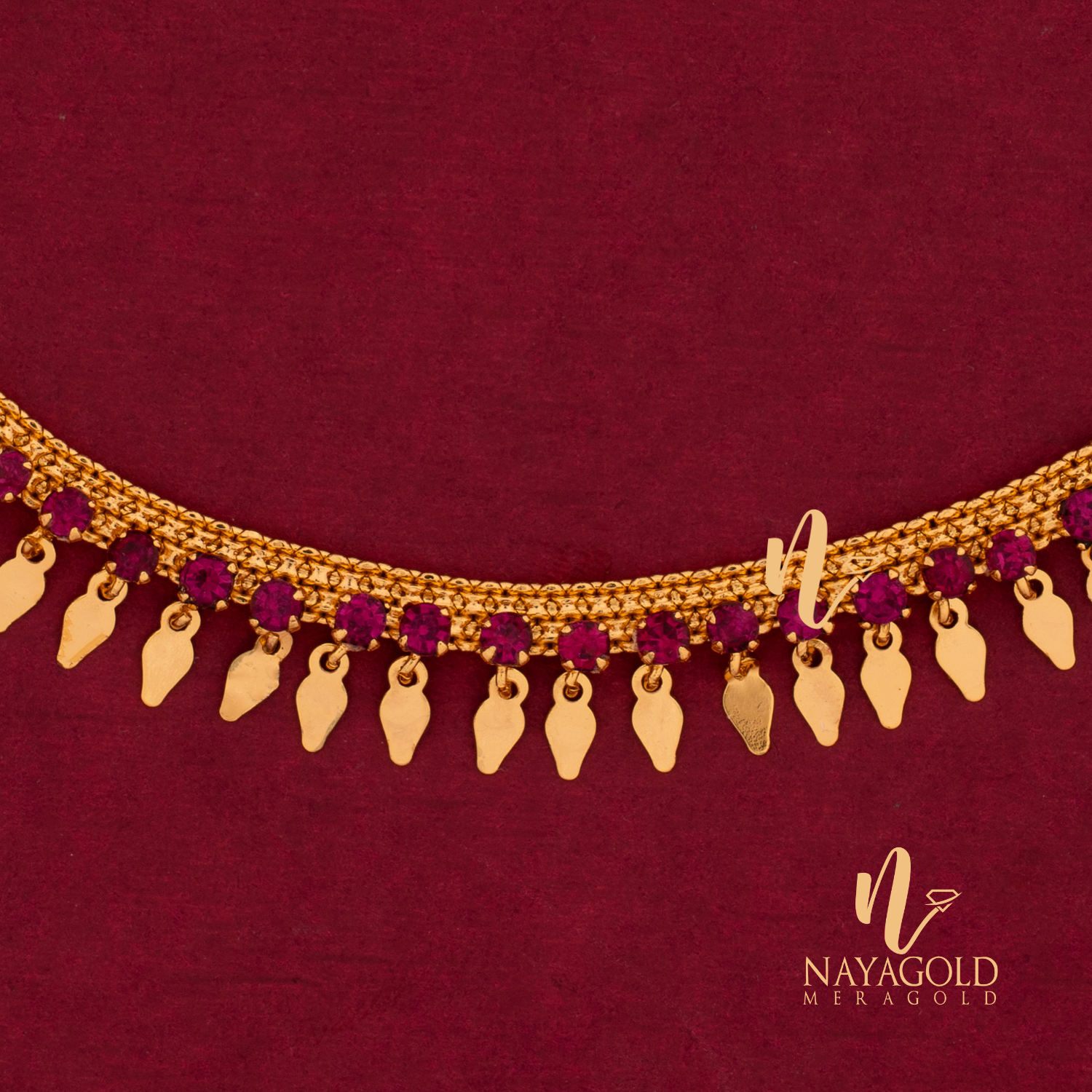 GOLD PLATED PINK STONE URVASHI ELAKKA THALI