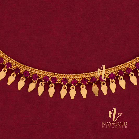 GOLD PLATED PINK STONE URVASHI ELAKKA THALI
