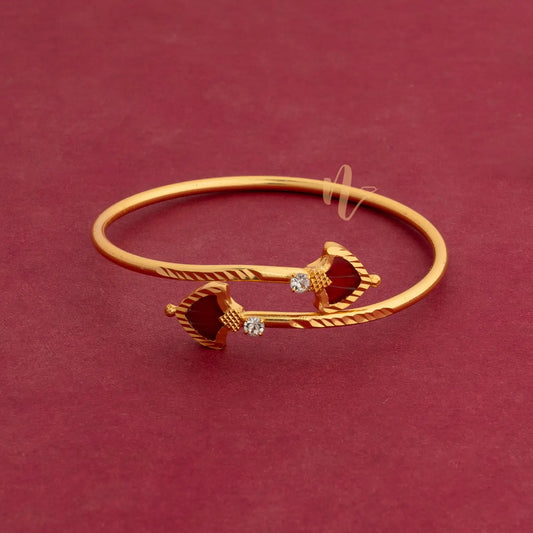 GOLD PLATED RED COLOUR ADJUSTABLE PALAKKA BANGLE