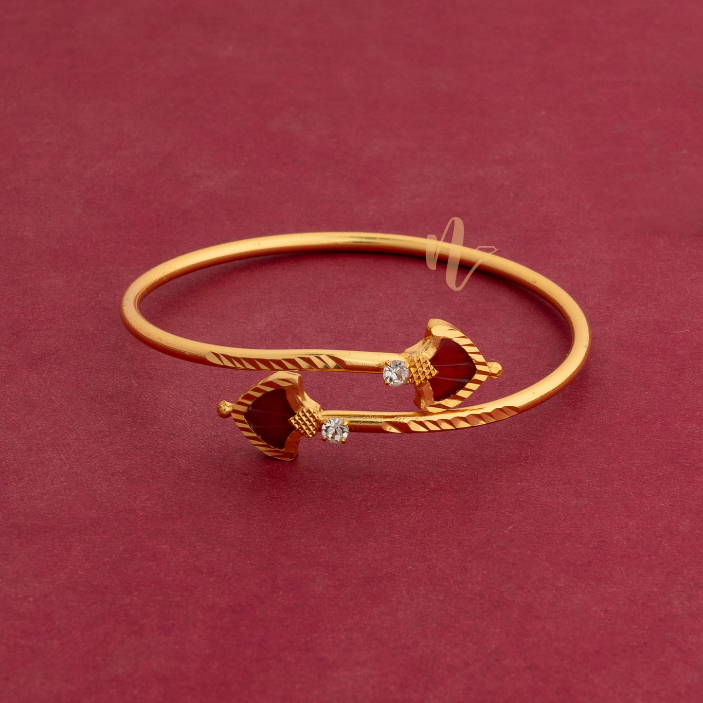 GOLD PLATED RED COLOUR ADJUSTABLE PALAKKA BANGLE 