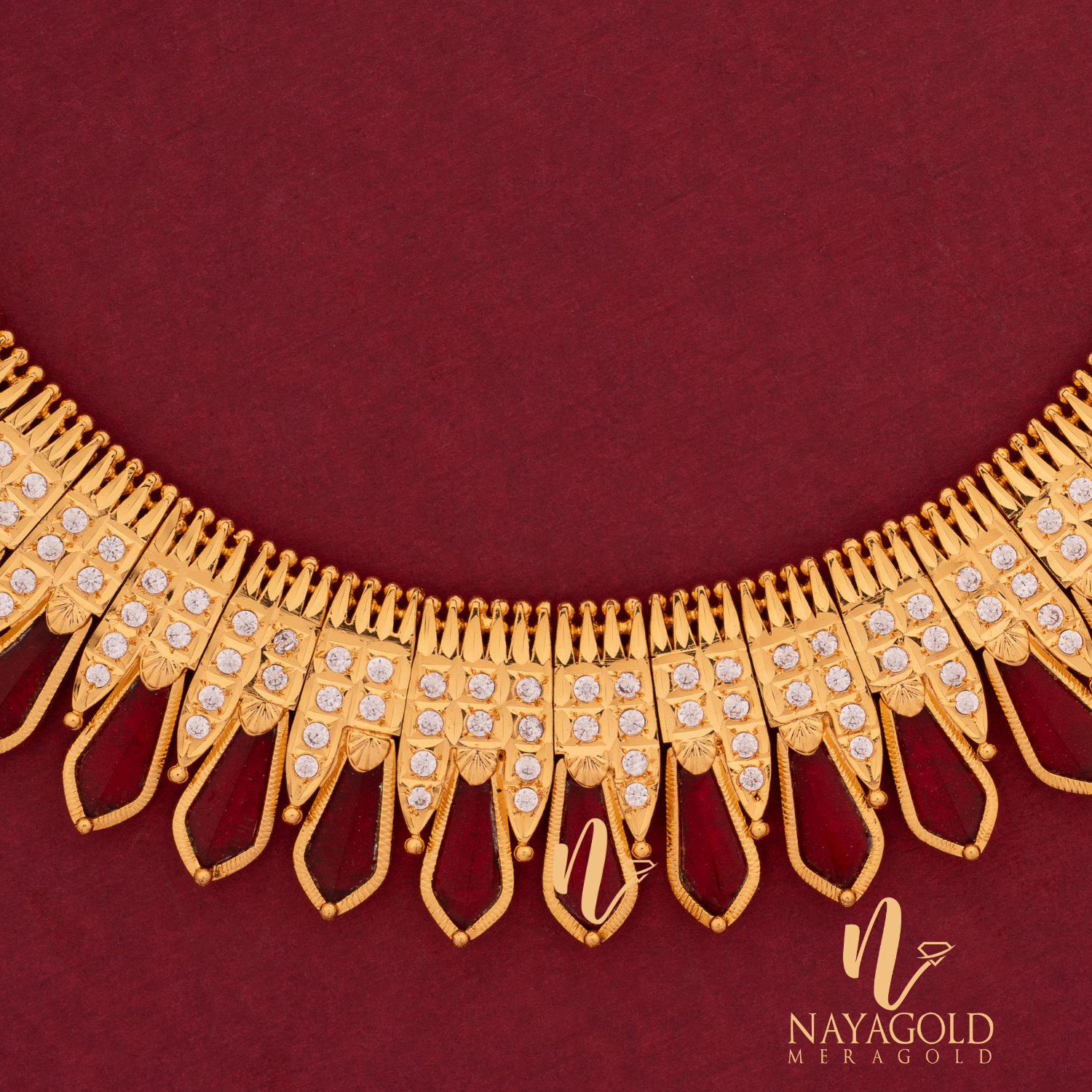 GOLD PLATED RED COLOUR NAGAPADAM  NECKLACE