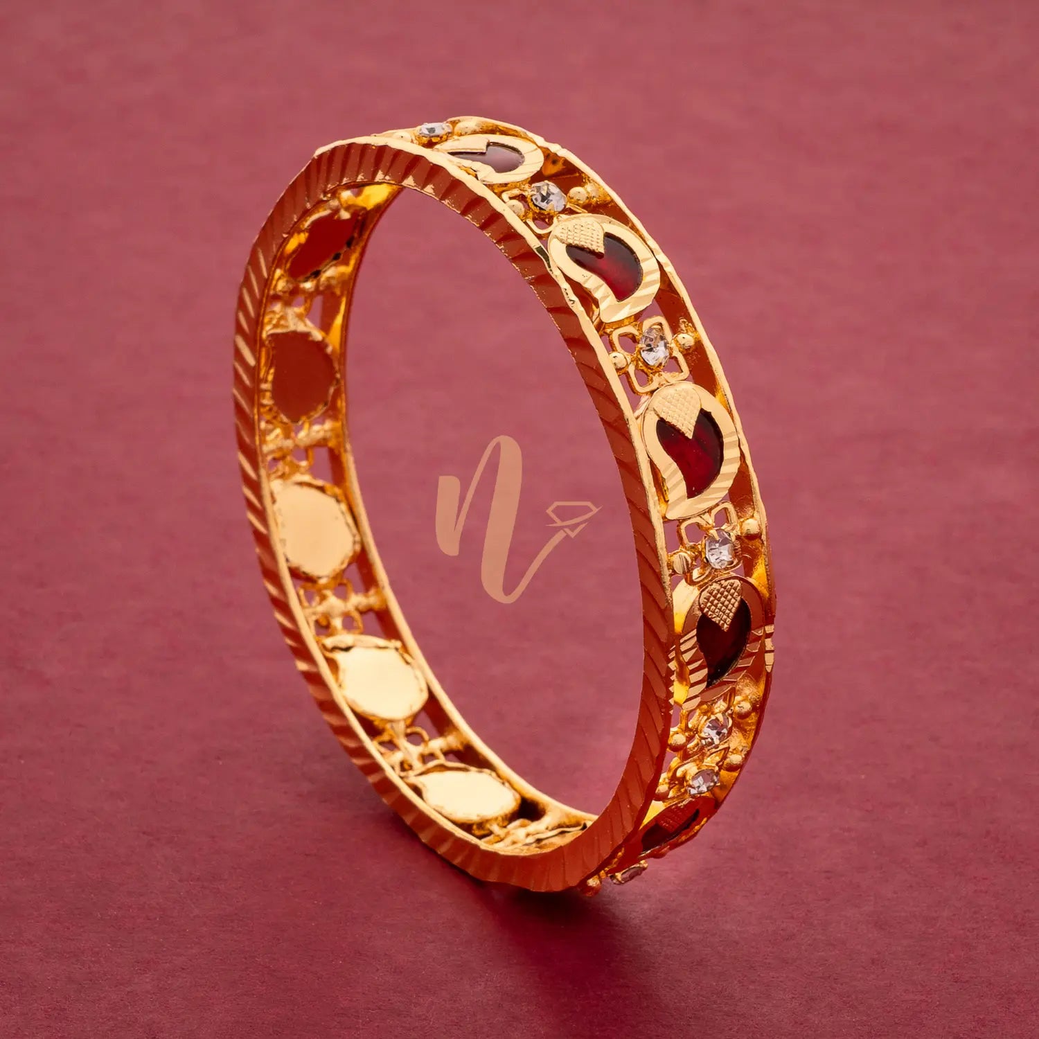 GOLD PLATED RED MANGO BANGLE 