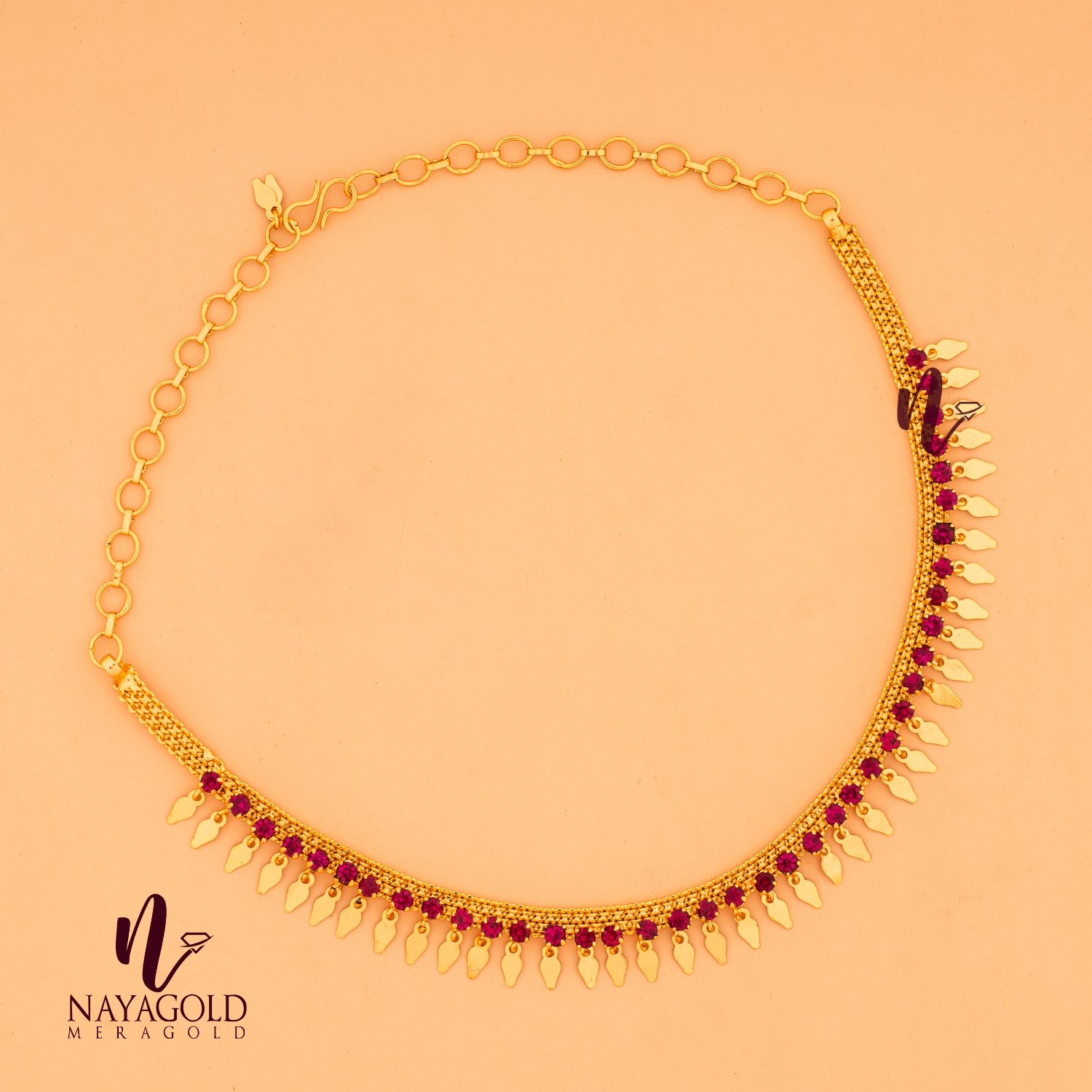 GOLD PLATED STONE ELAKKA THALI NECKLCE