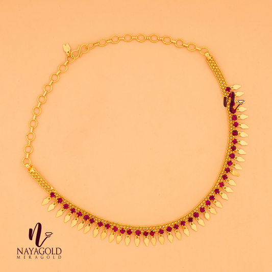 GOLD PLATED STONE ELAKKA THALI NECKLCE