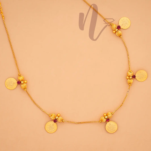 GOLD PLATED ULLI BALL STONE COIN INVISIBLE NECKLACE