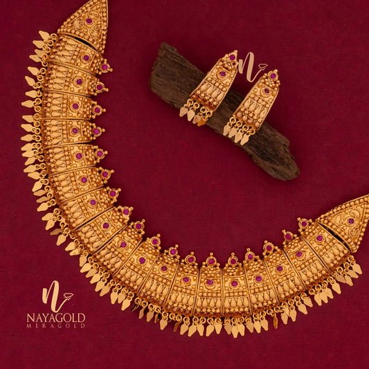 POOTHALI NECKLACE WITH STUD JS42 NAYAGOLD MERAGOLD
