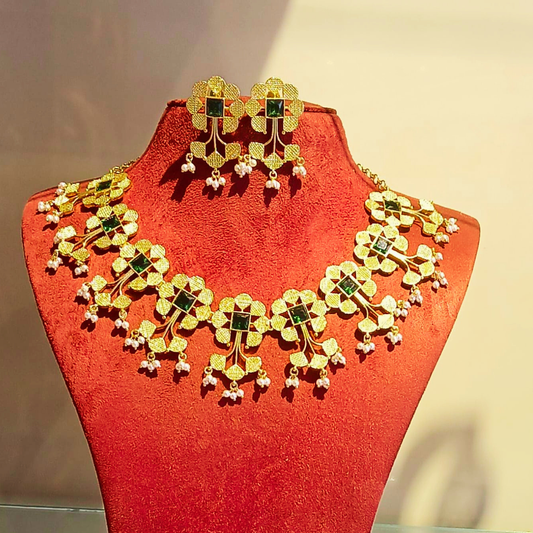 KERALA MODEL FLORAL JEWELLERY SET