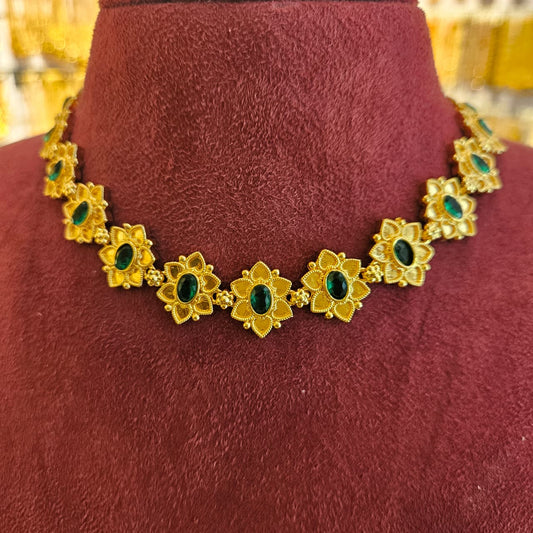 KERALA MODEL FLOWER STONE NECKLACE 