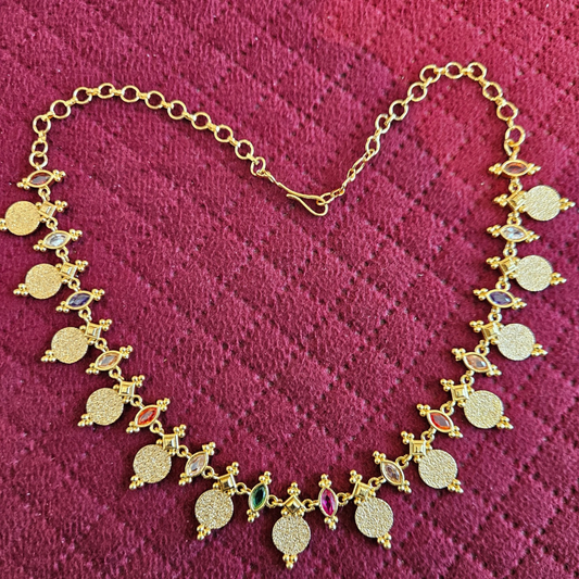 KERALA MODEL MULTY STONE COIN NECKLAE