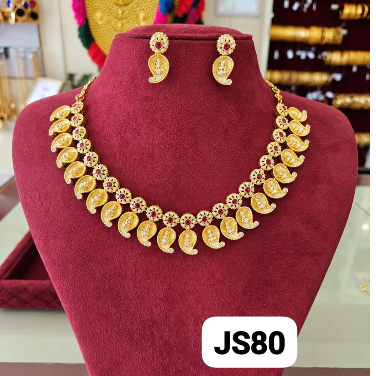 MANGO FLOWER STONE JEWELLERY  SET 