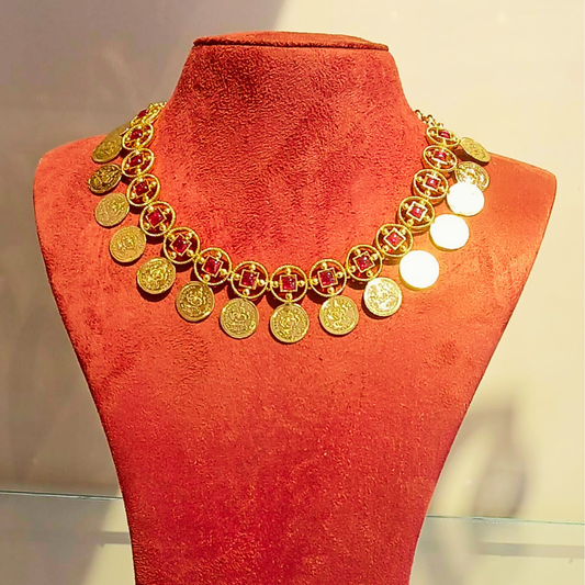 KERALA TRADITIONAL RED STONE NECKLACE