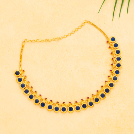 ROUND PALAKKA NECKLACE 25 PETELS BLUE N44B