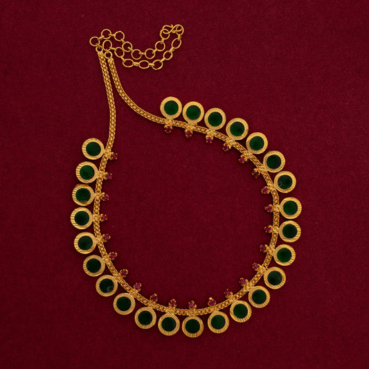 ROUND PALAKKA NECKLACE 25 PETELS GREEN N44 G NAYAGOLD MERAGOLD