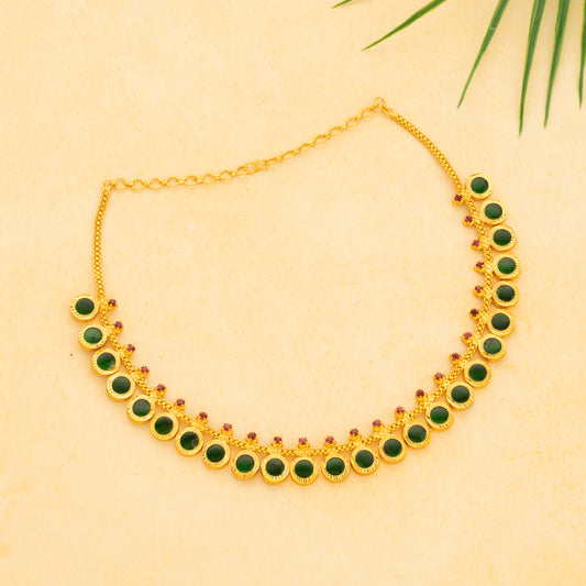 ROUND PALAKKA NECKLACE 25 PETELS GREEN N44 G
