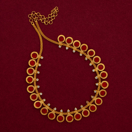 ROUND PALAKKA NECKLACE 25 PETELS RED N44 R