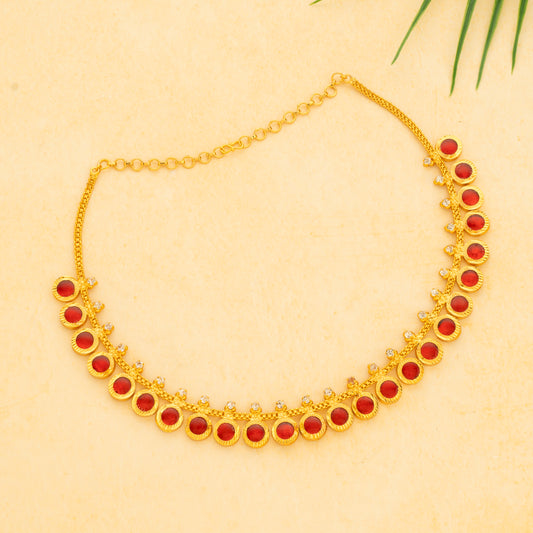 ROUND PALAKKA NECKLACE 25 PETELS RED N44 R