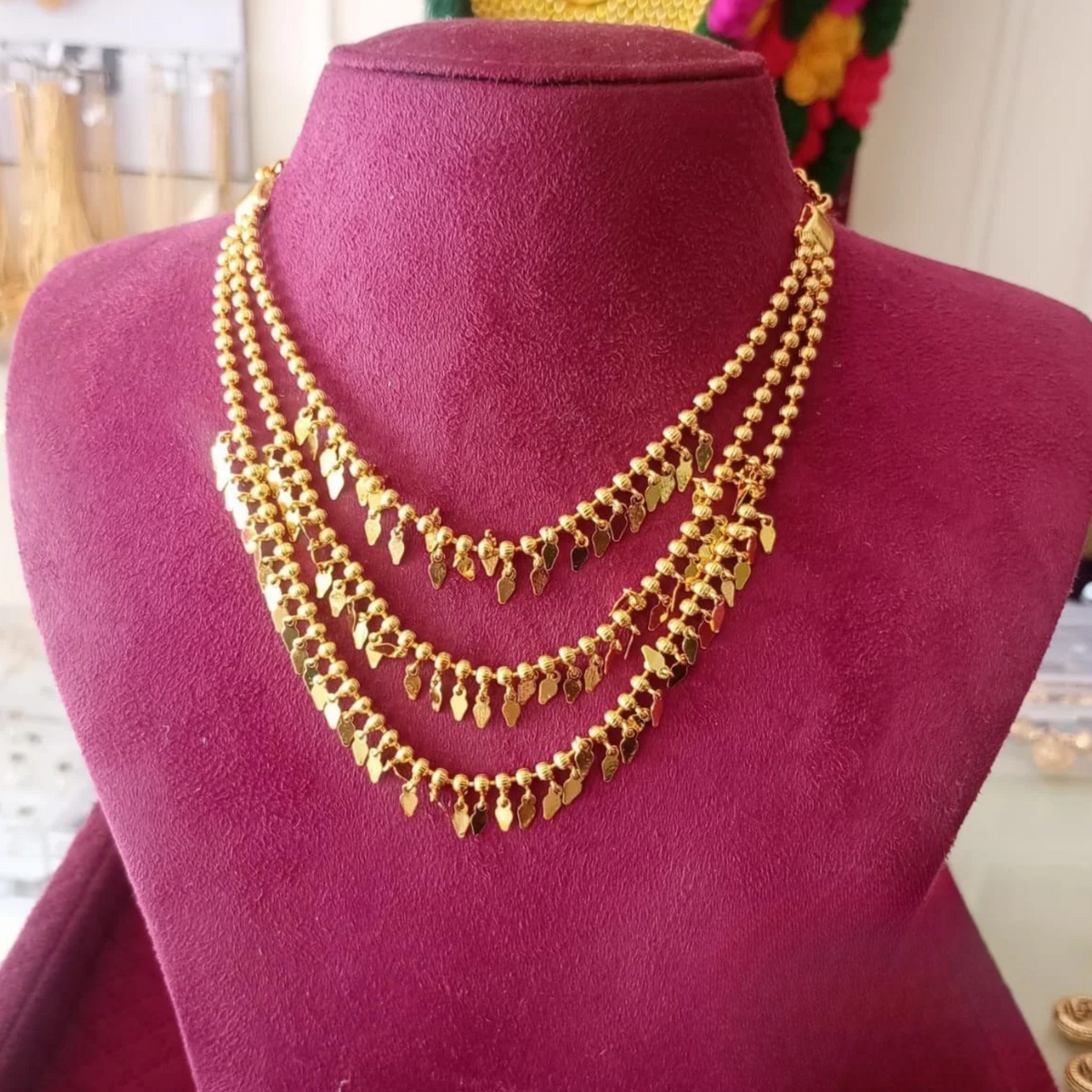 THREE LAYER ELAKKA THALI NECKLACE 
