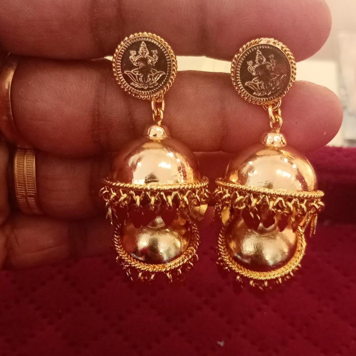 TRADITIONAL LAKSHMI COIN DOUBLE LAYERED JHUMKA