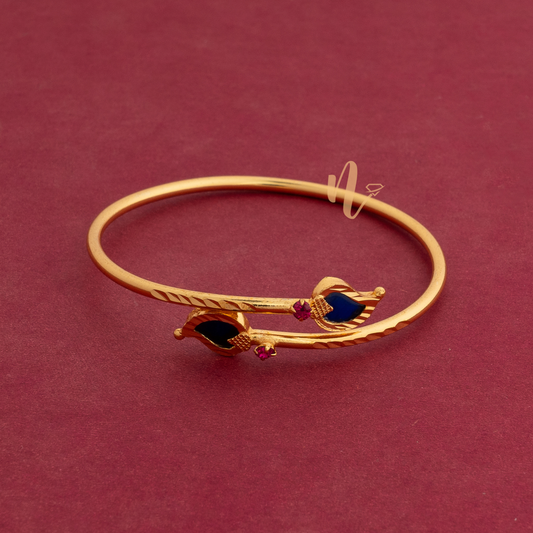 gold plated adjustable blue colour  mango bangle 