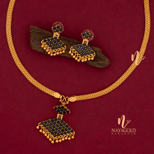 gold plated black pathakam set