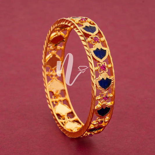 gold plated blue colour palakka bangle