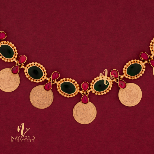 gold plated coin gopi stone ovel green 
