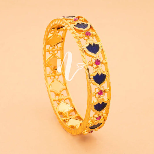 gold plated   kerala model blue colour palakka bangle