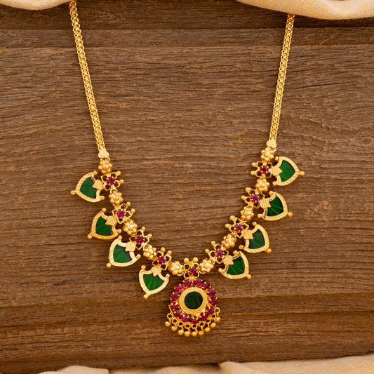 gold plated green palakka mala