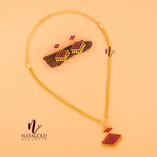gold plated pink pathakam jewellery set
