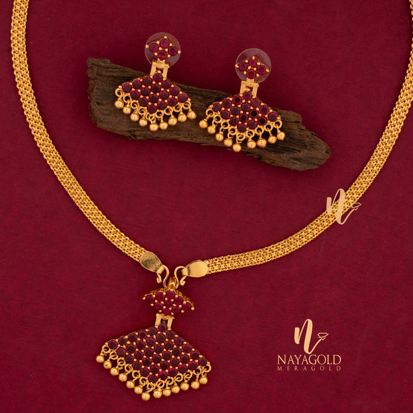 gold plated pink pathakam set 
