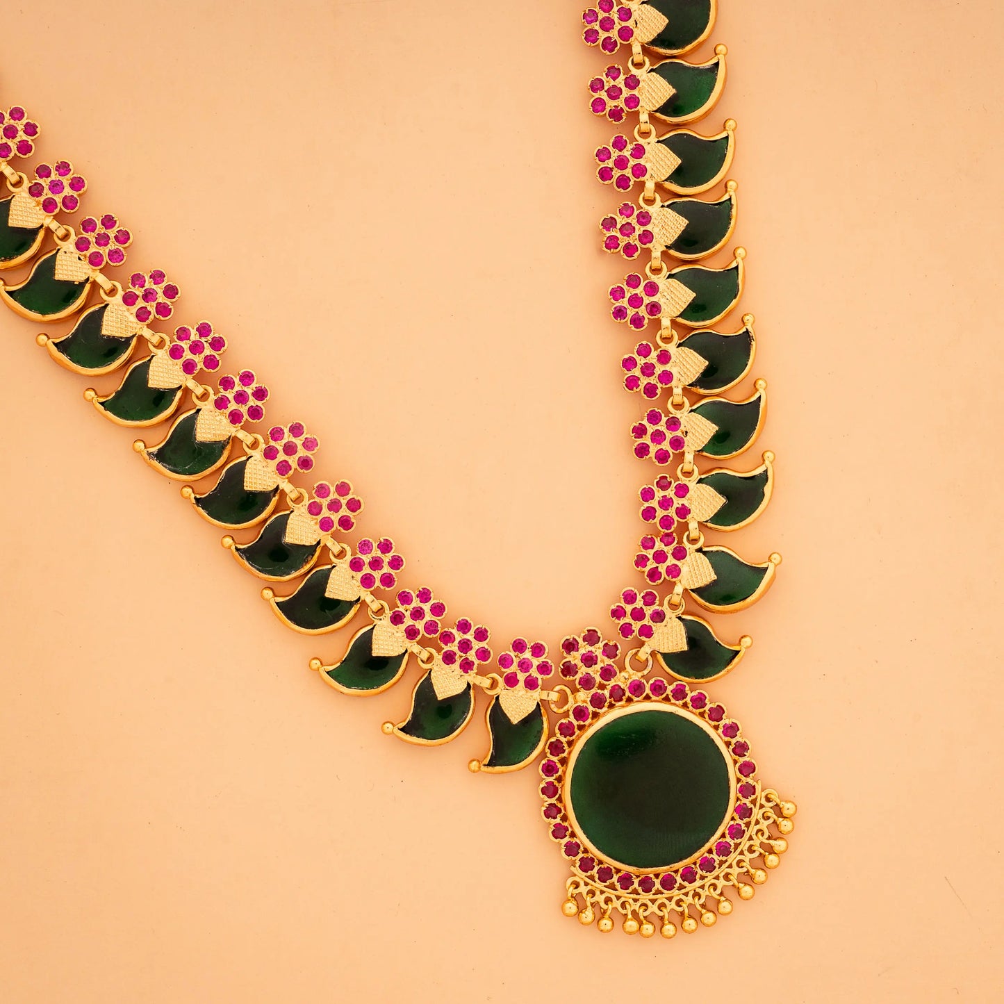 gold plated pink stone green mango haram