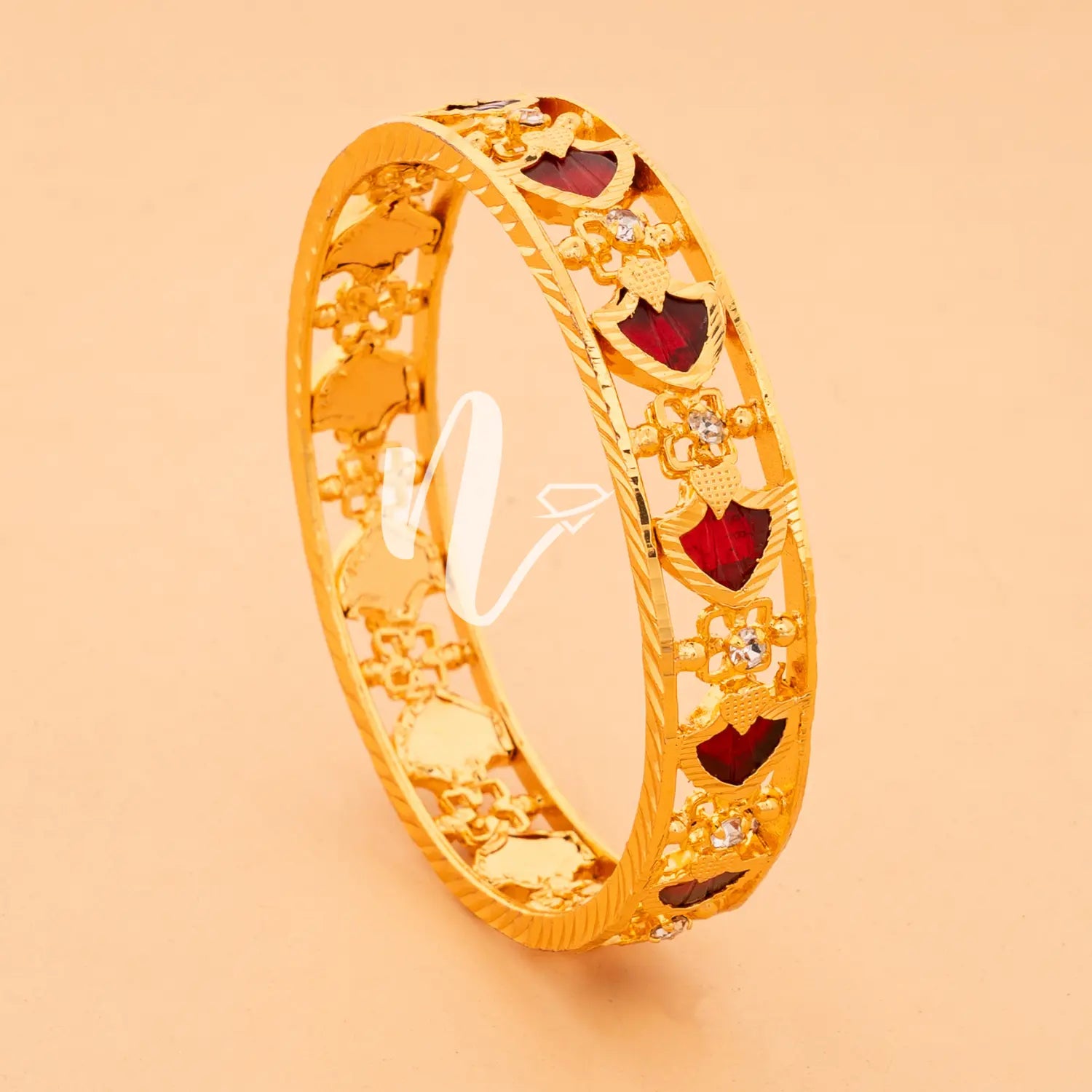 gold plated traditional palakka bangle