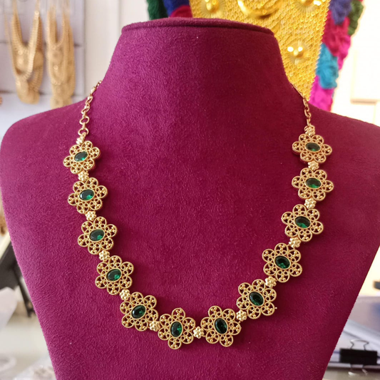 kerala model flower stone necklace 