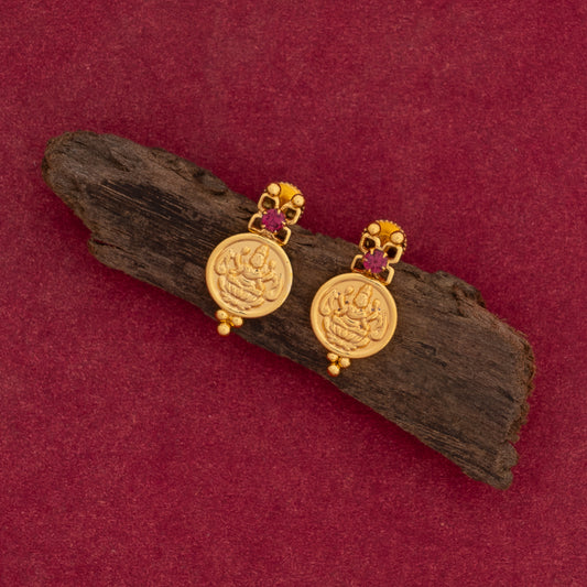 gold plated lekshmi coin earring