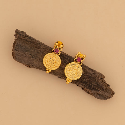 gold plated lekshmi coin stud