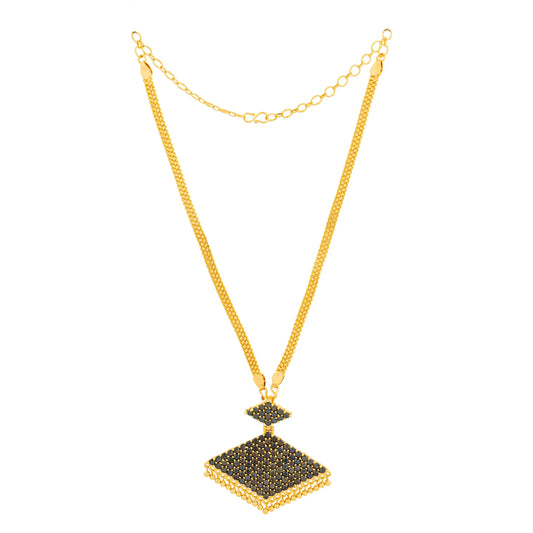 PATHAKAM CHAIN PENDANT CP 89 BLACK NAYAGOLD MERAGOLD